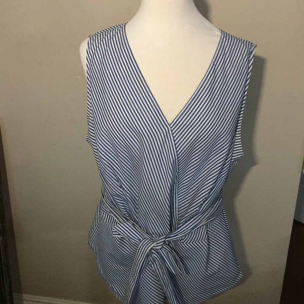 Talbots Sleeveless Cotton Blouse w/removable belt